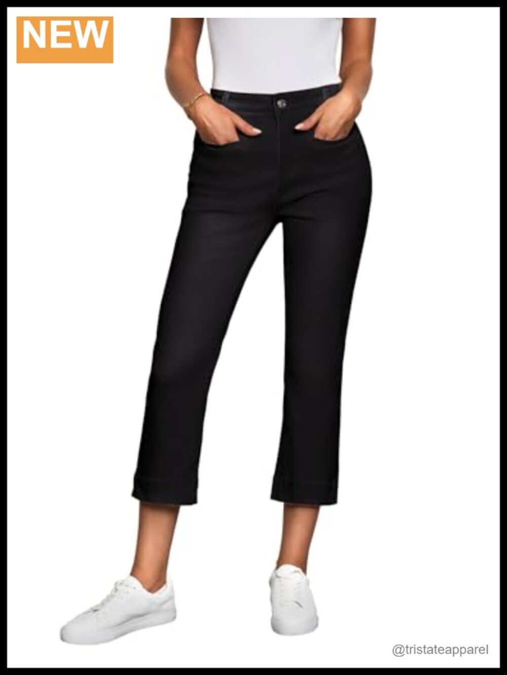 luvamia Women's High Rise Capri Jeans Slim Straight Stretchy Denim Crop Pants